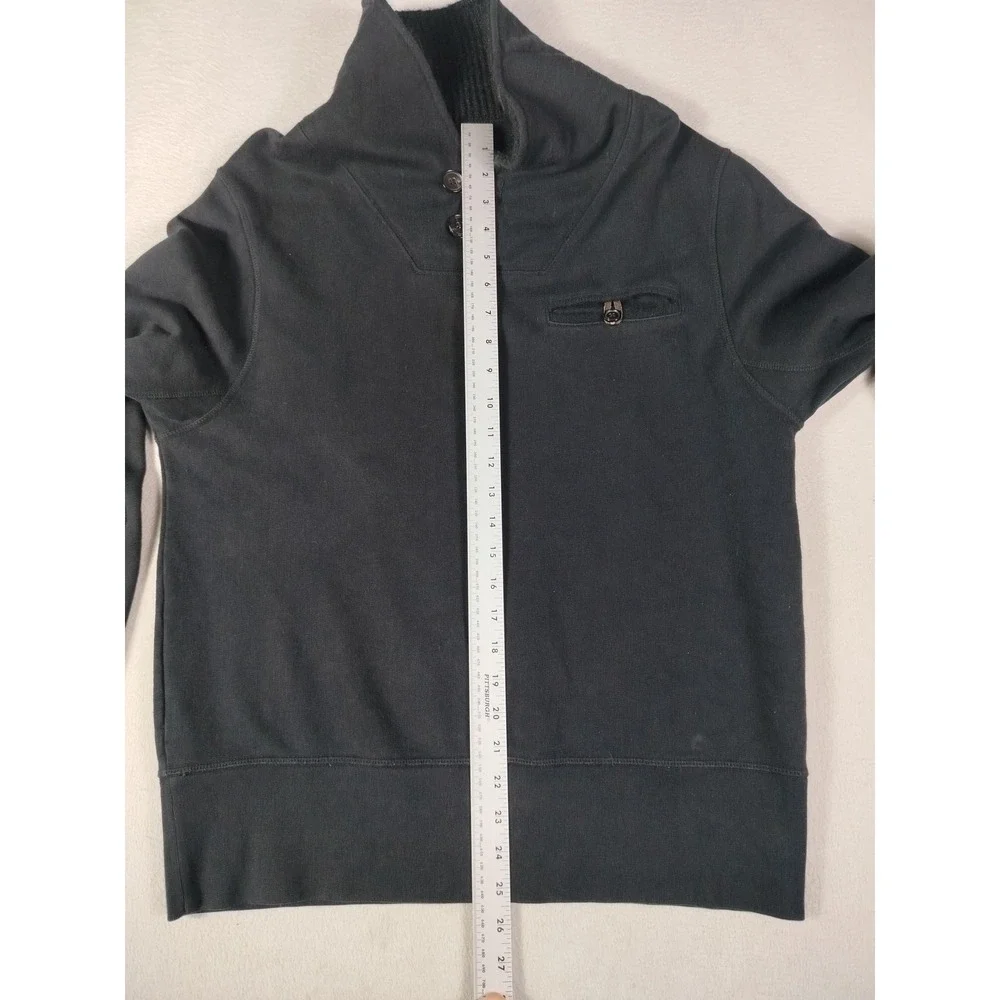 Billy Reid Sweatshirt Mens Large Gray Fleece Mock Neck Pullover Elbow Patch